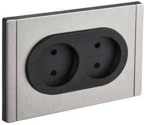 Розетка 2-м 10А С/У со шторками Металл никель Forte&Piano