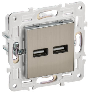 Розетка USB А+А 3,1А С/У Металл Никель Skandy