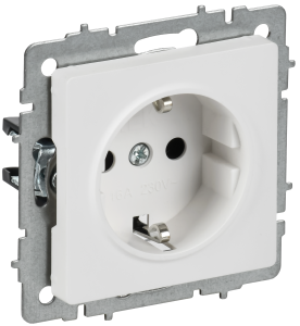 Розетка 1-м 16А С/У З/К Арктический Белый Brite