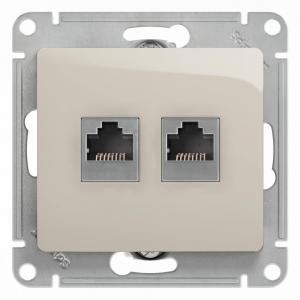 Розетка двойная RJ11+RJ45 молочный Glossa