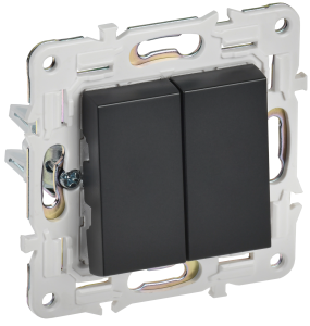 Переключатель 2-кл 10А C/У проходной Черный Skandy