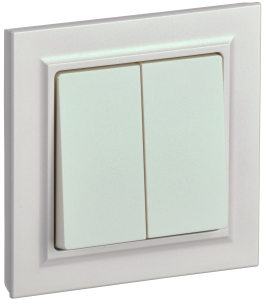 Выключатель 2-кл 10А С/У в сборе Жемчуг Brite