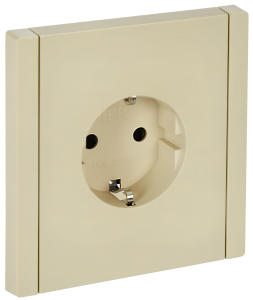 Розетка 1-м 16А С/У З/К со шторками винтовое крепление Ваниль Forte&Piano