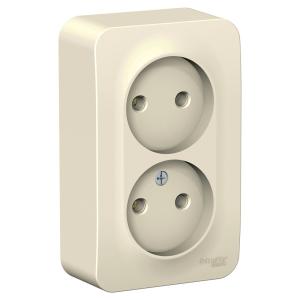Розетка 2-м 16А О/У изолирующая пластина Молочный Blanca