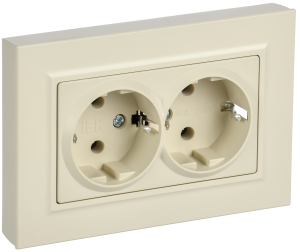 Розетка 2-м 16А С/У З/К плоская в сборе Бежевый Brite