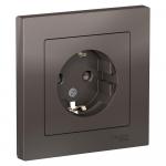 Розетка 1-м 16А С/У З/К со штор.в сборе с рамкой Мокко AtlasDesign