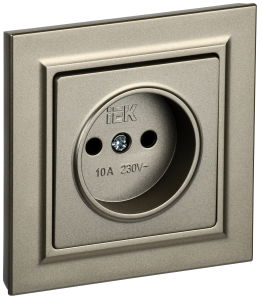 Розетка 1-м 10А С/У в сборе Шампань Brite