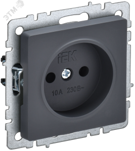 Розетка 1-м 10А С/У Графит Brite