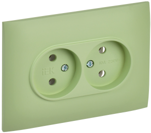 Розетка 2-м 10А С/У в сборе Мятный Skandy