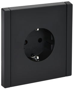 Розетка 1-м 16А С/У З/К со шторками винтовое крепление Черный Forte&Piano