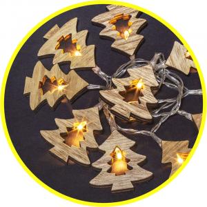 Гирлянда Деревянные елочки IP20 тепый белый NGF-D008-10WW питание 2AA Navigator