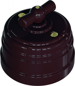 Выключатель пластиковый поворотный на два положения, для включения из 2-х мест (1-клавишный проходной), цвет - коричневый, УСАДЬБА