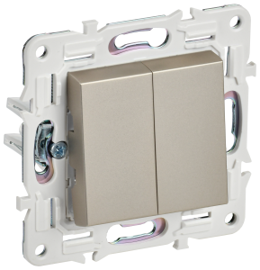 Переключатель 2-кл 10А C/У проходной Шампань Skandy