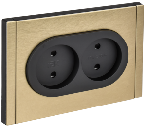 Розетка 2-м 10А С/У со шторками Металл шамапнь Forte&Piano