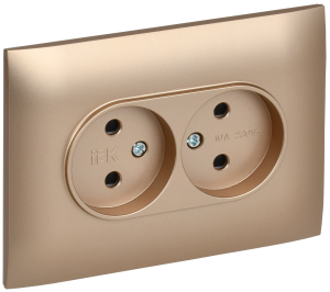 Розетка 2-м 10А С/У со шторками в сборе Песочный Skandy