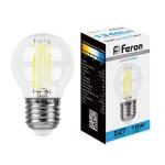Лампа сд Е27 G45 15W 6400К филамент шар прозрач.LB-515 Feron