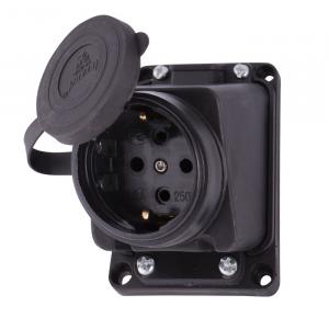 Розетка наружней установки накл. с заглушкой каучук 16А 2P+PE 220-240V (0104)