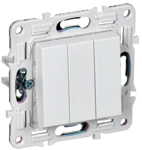 Выключатель 3-кл 10А С/У Арктический белый Skandy