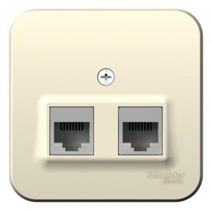 Розетка компьютерная 2* RJ45, кат.5E,О/У молочный BLANCA