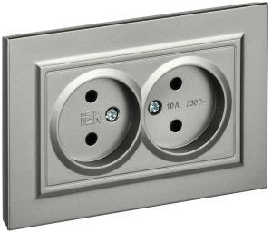 Розетка 2-м 10А С/У в сборе Сталь Brite