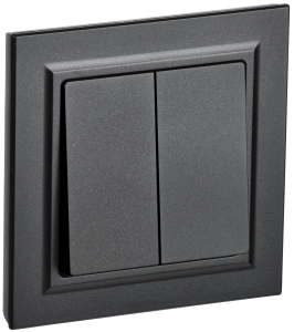 Выключатель 2-кл 10А С/У в сборе Черный Brite