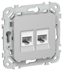 Розетка RJ45+RJ45 кат.6 UTP С/У Алюминий FLITE