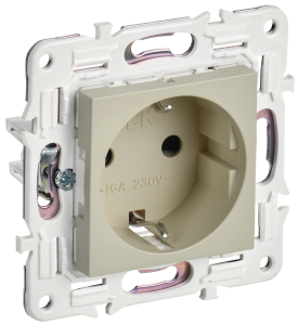 Розетка 1-м 16А С/У З/К Бежевый Skandy