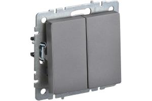 Выключатель 2-кл 10А С/У Сталь Brite