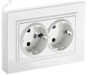 Розетка 2-м 16А С/У З/К в сборе Белый Brite