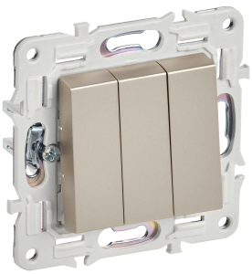 Выключатель 3-кл 10А С/У Шампань Skandy