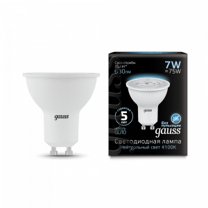 Лампа светодиодная Gauss MR16 GU10 7W 4100K 1/10/100