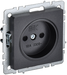 Розетка 1-м 10А С/У со шторками Черный Brite