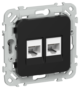 Розетка RJ45+RJ45 кат.6 UTP С/У Черный FLITE