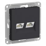 Розетка компьютерная 2* RJ45, кат.5E,С/У Карбон ATLASDESIGN