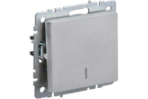 Выключатель 1-кл 10А С/У с индикатором Алюминий Brite