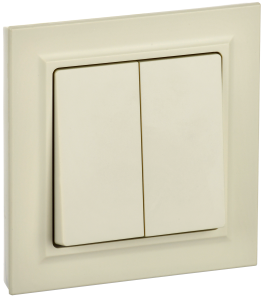 Выключатель 2-кл 10А С/У в сборе Бежевый Brite