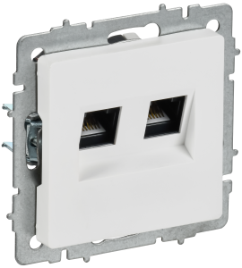 Розетка RJ45+RJ45 кат.5Е С/У Арктический Белый Brite