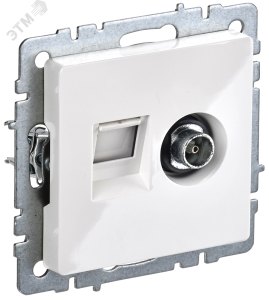 Розетка TV антенна + RJ45 кат.5E С/У Белый Brite