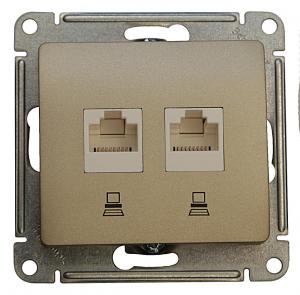 Розетка двойная RJ45+RJ45 кат.5Е Титан Glossa