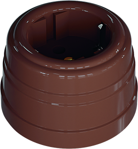 Розетка пластиковая, двухполюсная, с заземляющим контактом, цвет - какао, УСАДЬБА