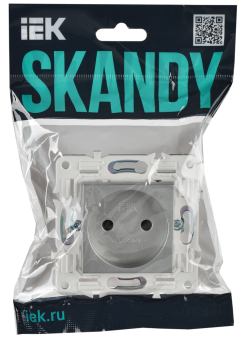 Розетка 1-м 10А С/У Серебряный Skandy