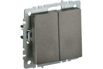 Переключатель 2-кл 10А C/У проходной Бронза Brite