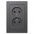 Розетка 2-м 16А С/У со шторками в сборе с рамкой Базальт AtlasDesign