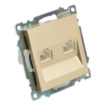 Розетка RJ45+RJ45 С/У Золото Катрин
