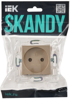 Розетка 1-м 10А С/У Песочный Skandy