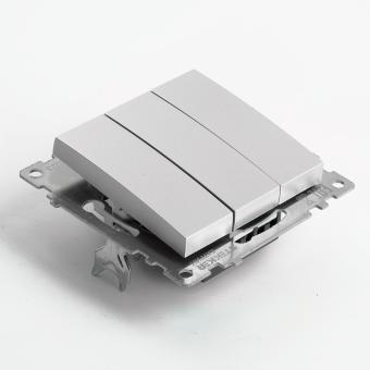 Выключатель 3-кл 10А С/У Серебро Катрин