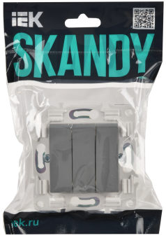 Выключатель 3-кл 10А С/У Серый Skandy