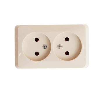 Розетка 2-м 16А О/У Кремовый Etude