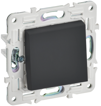 Переключатель 1-кл 10А C/У проходной Графит Skandy