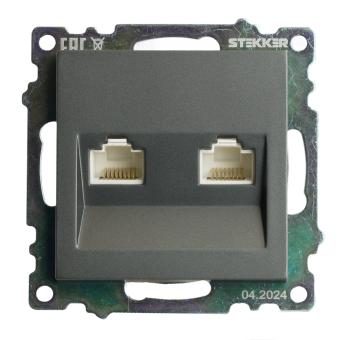 Розетка RJ45+RJ45 С/У Графит Катрин